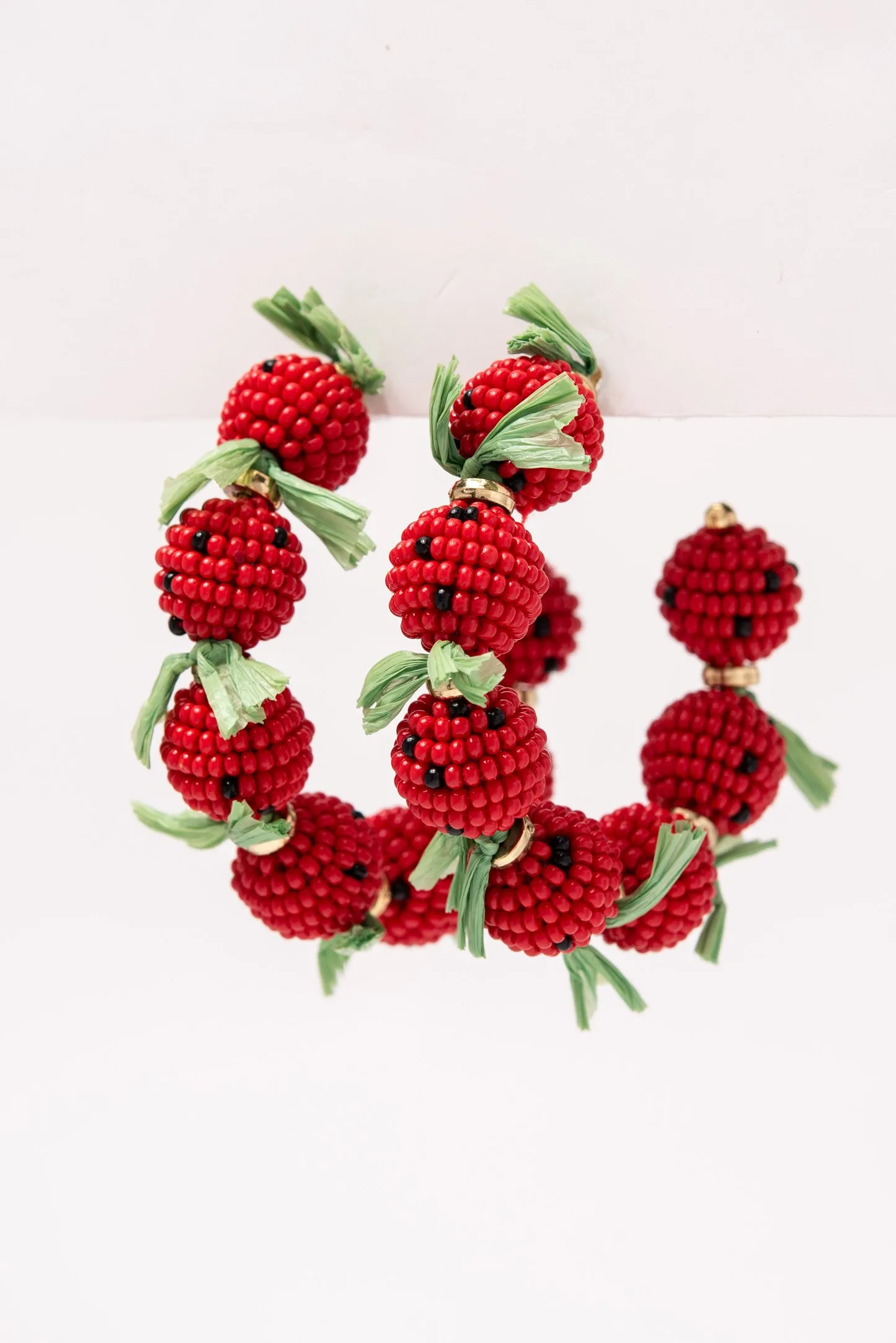 Melanie Strawberry Open Hoop Earrings - Red