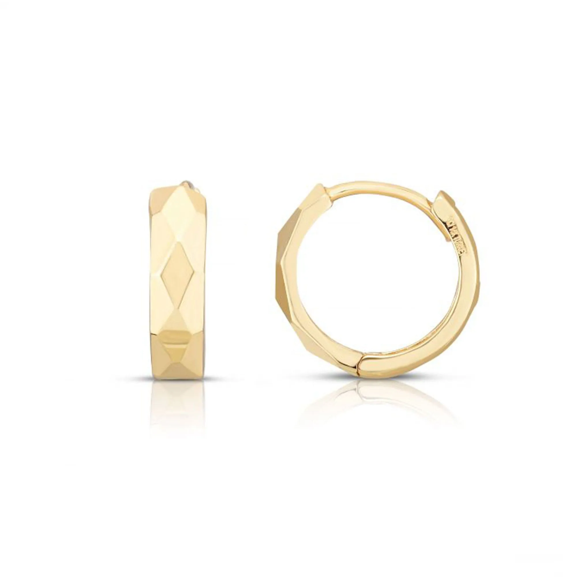 Mini Faceted Gold Huggie Hoop Earrings