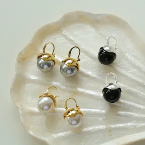 Modern Black Onyx Swarovski Pearl Earring