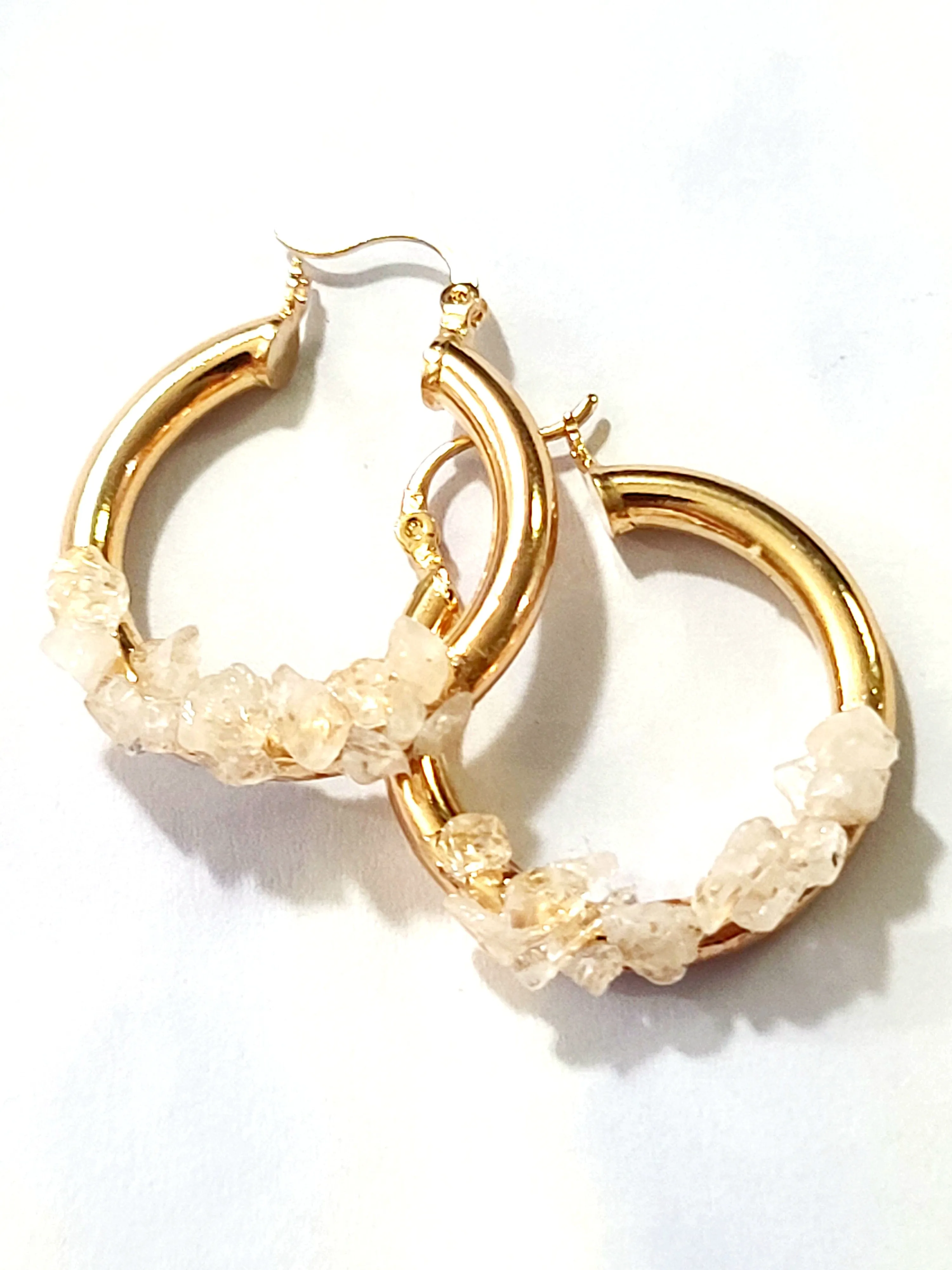 Moonstone Huggie Hoop Earrings