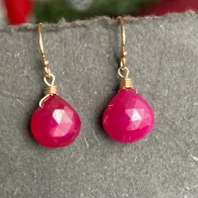 Mystic Pink Chalcedony Earrings, OOAK