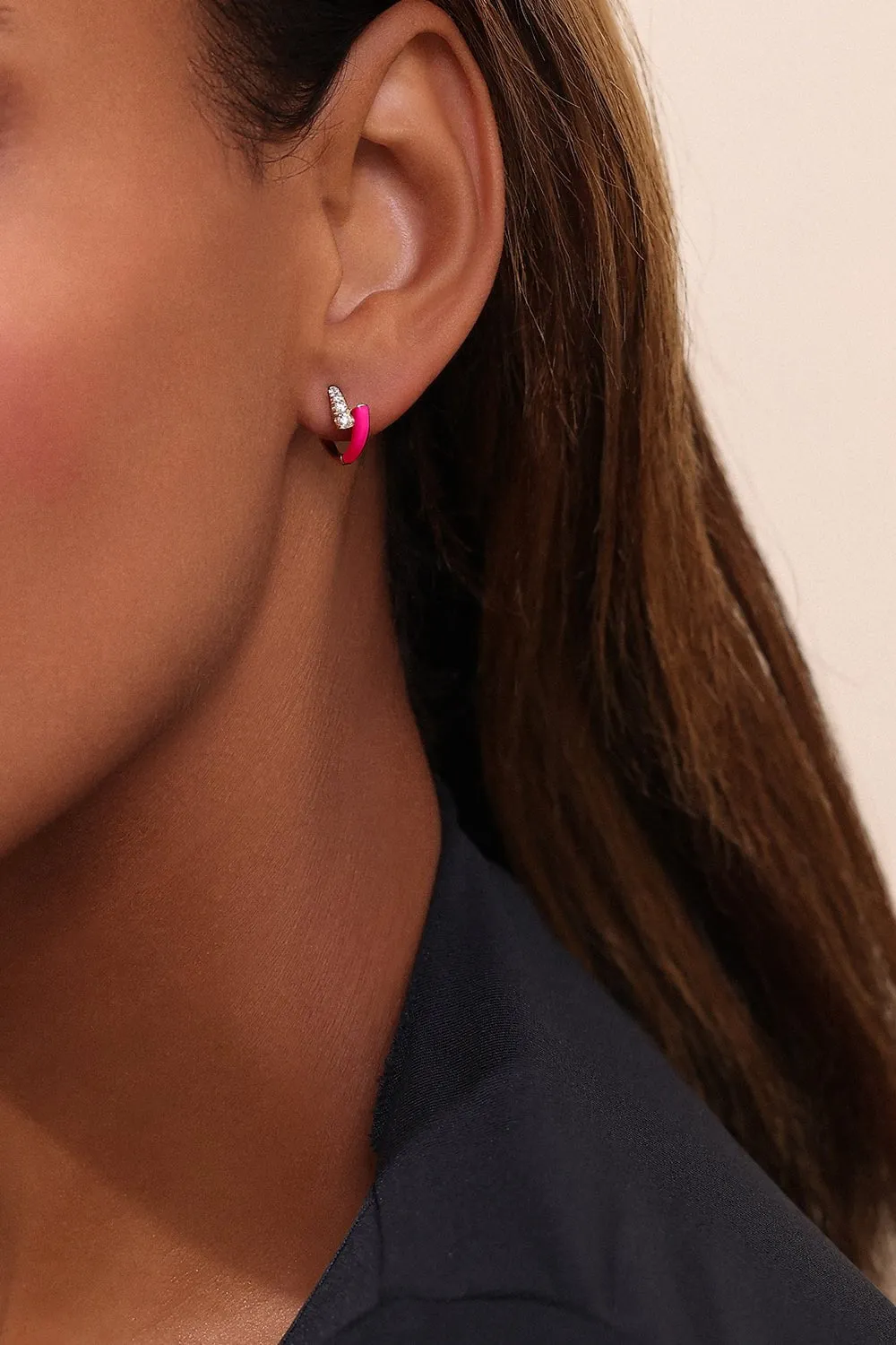 Neon Pink Lola Huggie Earrings