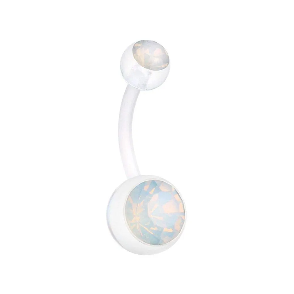 Opal Gem Bio Flexible Shaft Acrylic Ball WildKlass Belly Button Ring