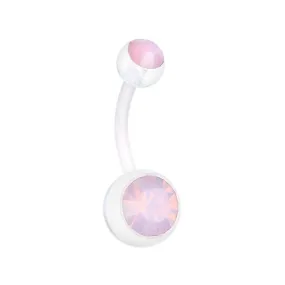 Opal Gem Bio Flexible Shaft Acrylic Ball WildKlass Belly Button Ring