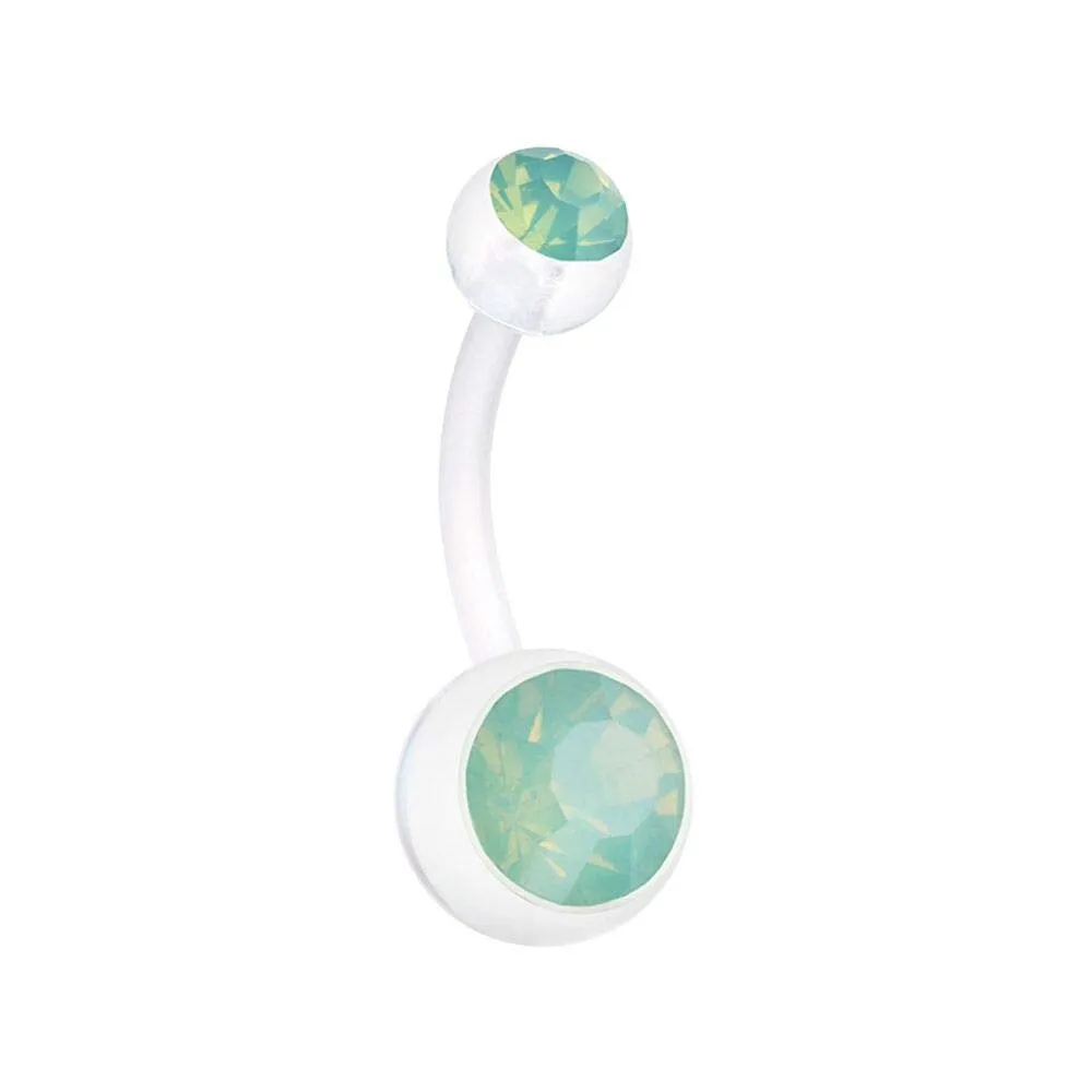 Opal Gem Bio Flexible Shaft Acrylic Ball WildKlass Belly Button Ring