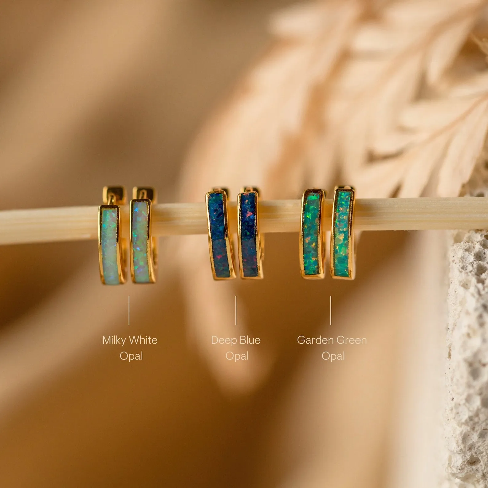 Opal Inlay Hoops