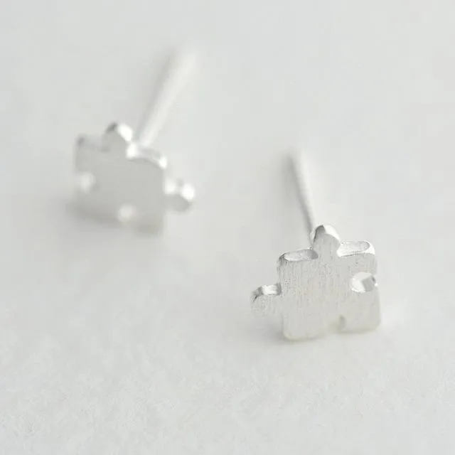 Pakutee Ornaments Fashionable Unique Delicate Silver Autism Consciousness Jigsaw Symbols Pendant Earrings Female Ornaments