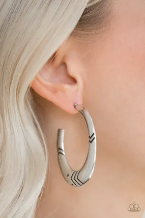 Paparazzi Earring ~ Tribe Pride - Silver Hoop