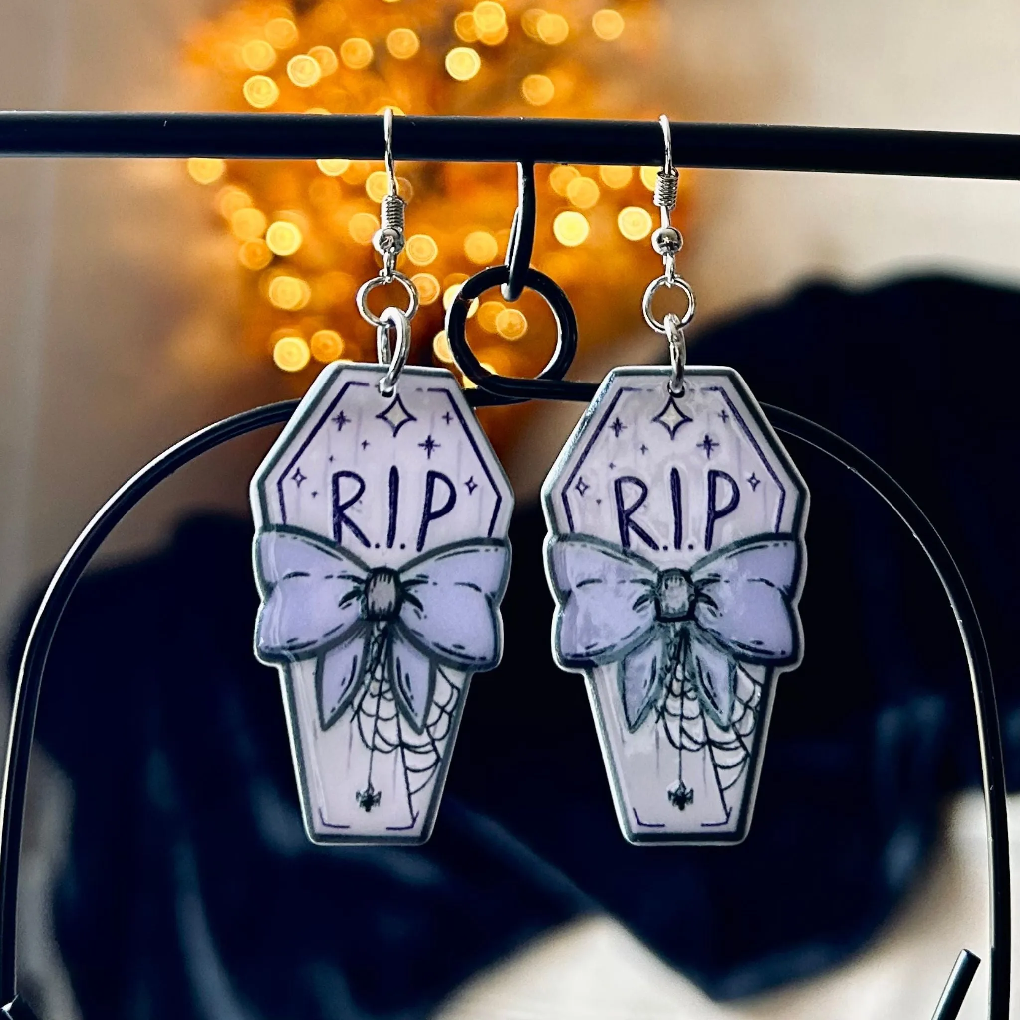 Pastel Purple Coffin Earrings