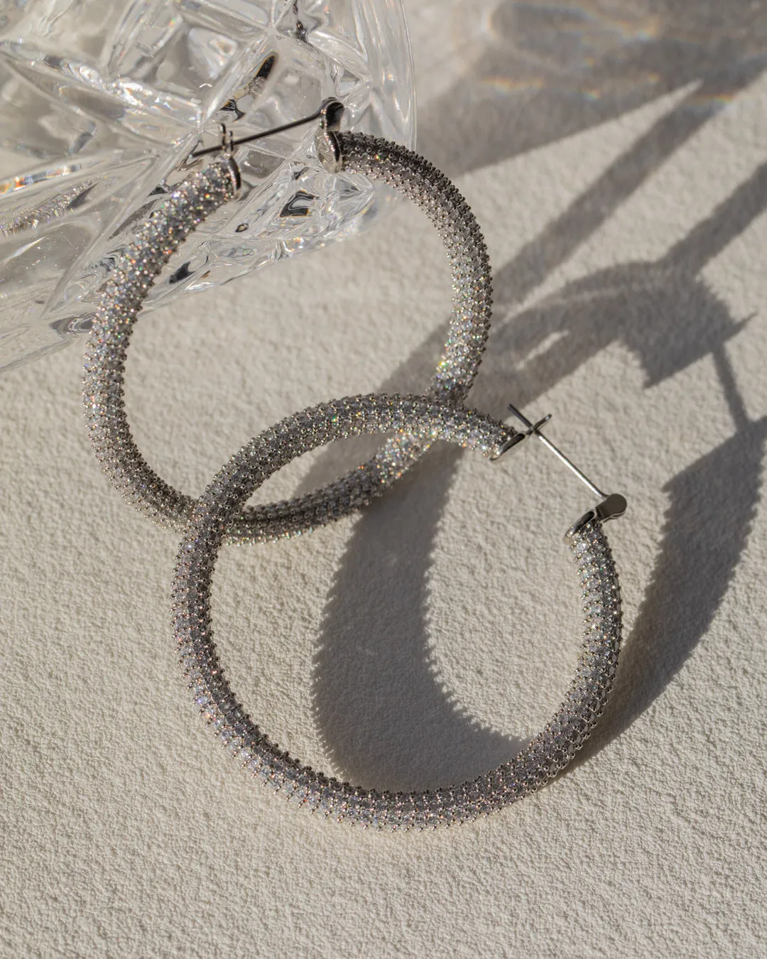 Pave Amalfi Hoops- Silver