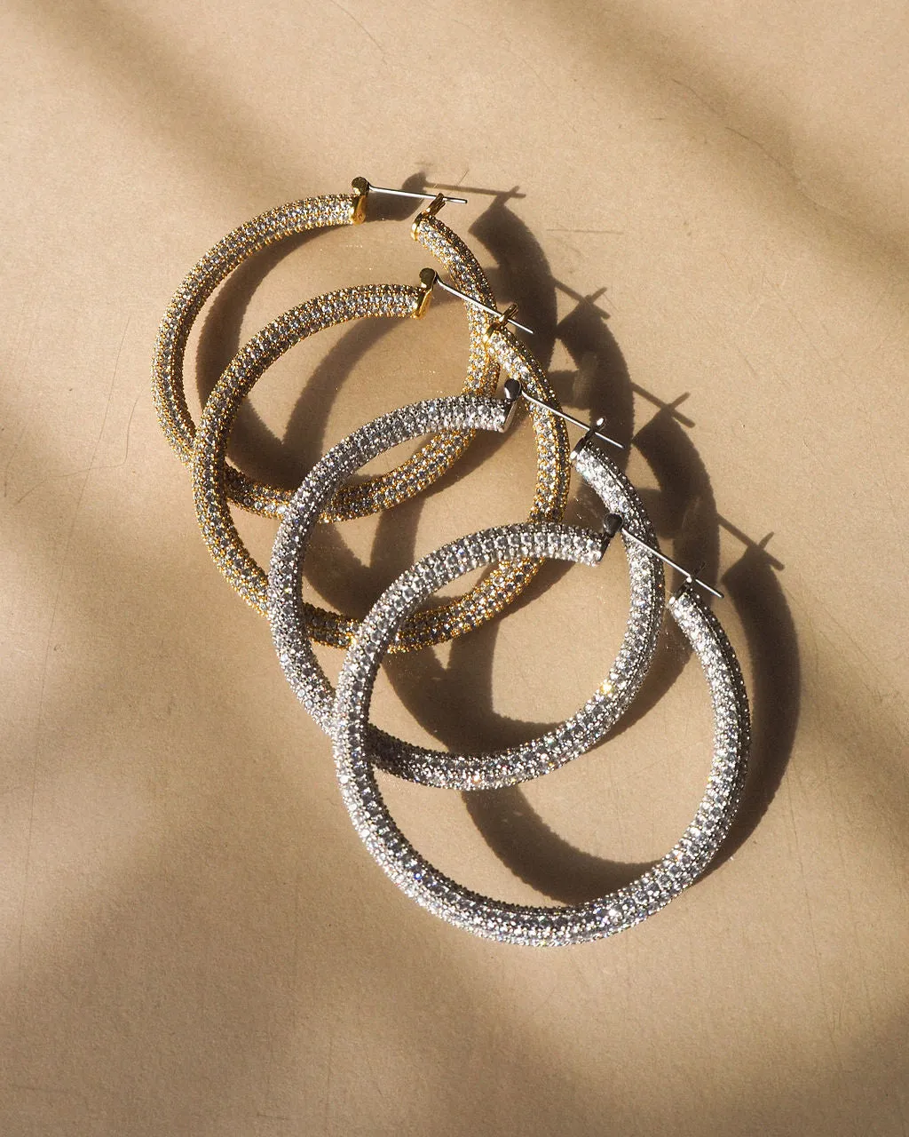 Pave Amalfi Hoops- Silver