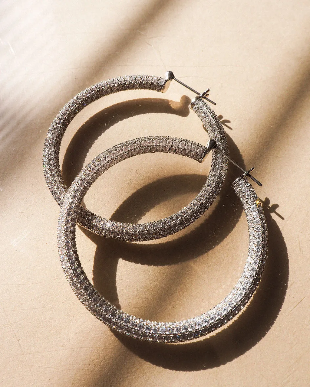 Pave Amalfi Hoops- Silver