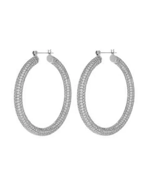 Pave Amalfi Hoops- Silver