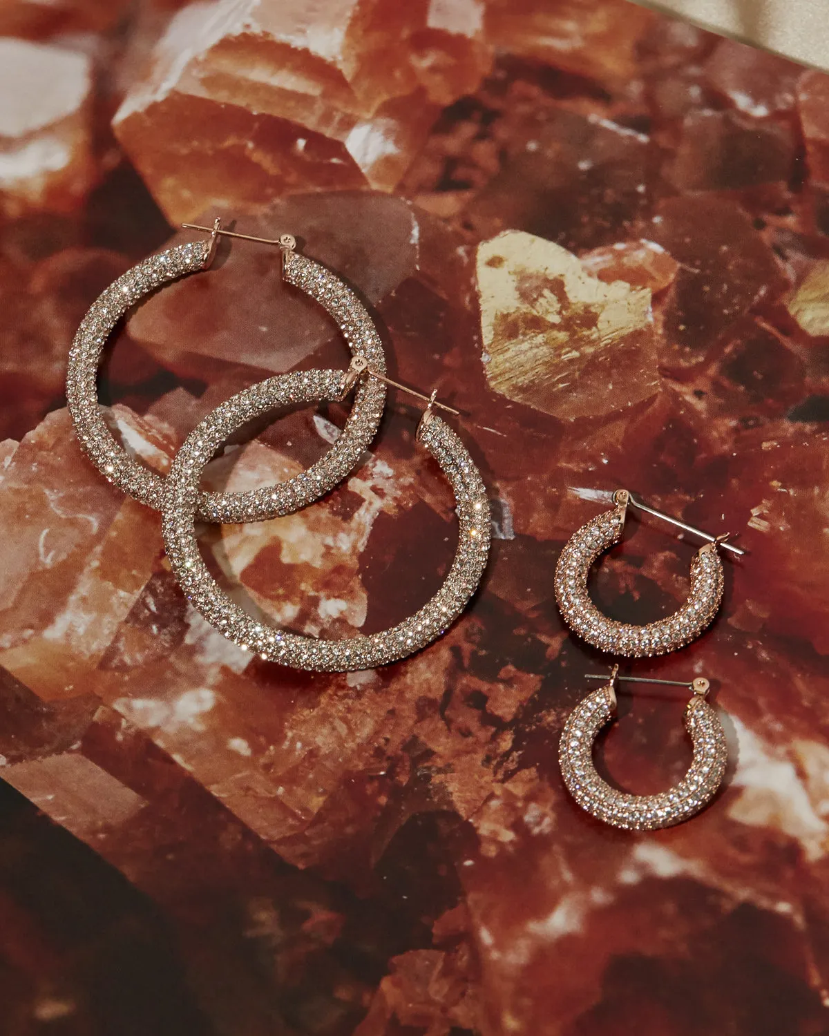 Pave Baby Amalfi Hoops- Rose Gold