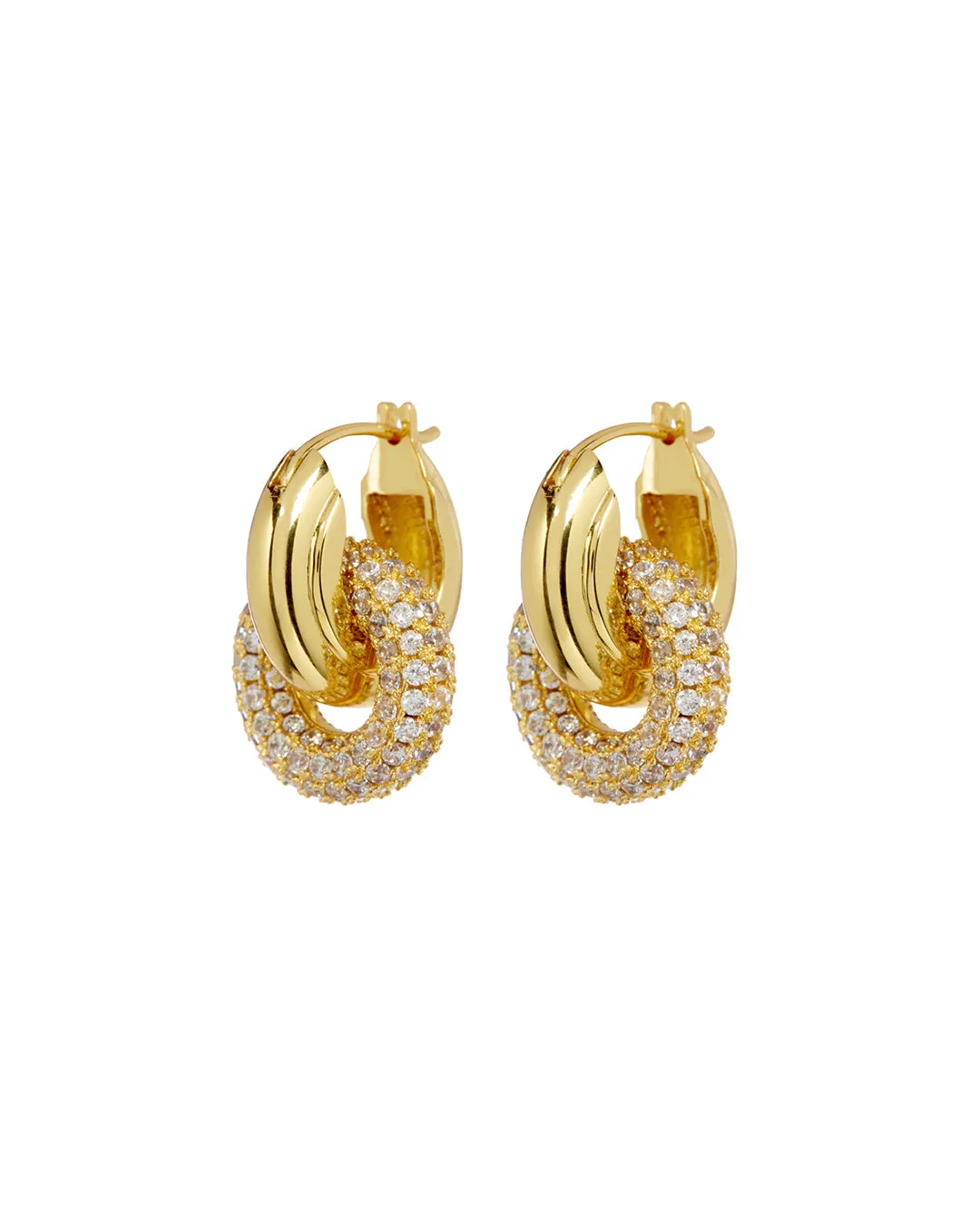 Pave Interlock Hoops- Gold