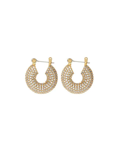 Pave Mini Donut Hoops- Gold