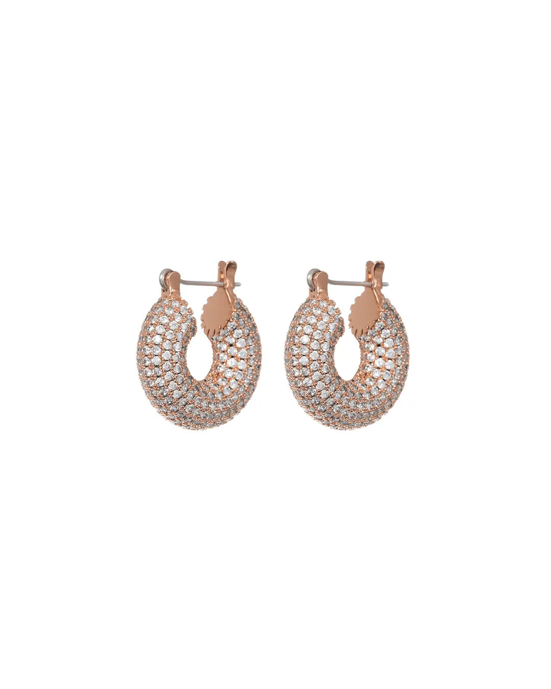 Pave Mini Donut Hoops- Rose Gold