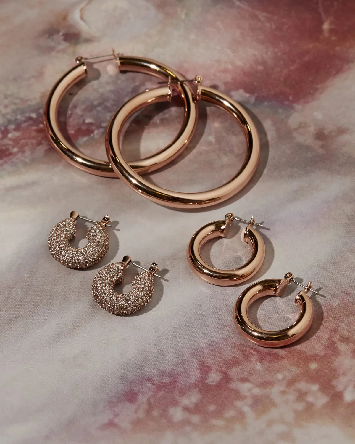 Pave Mini Donut Hoops- Rose Gold