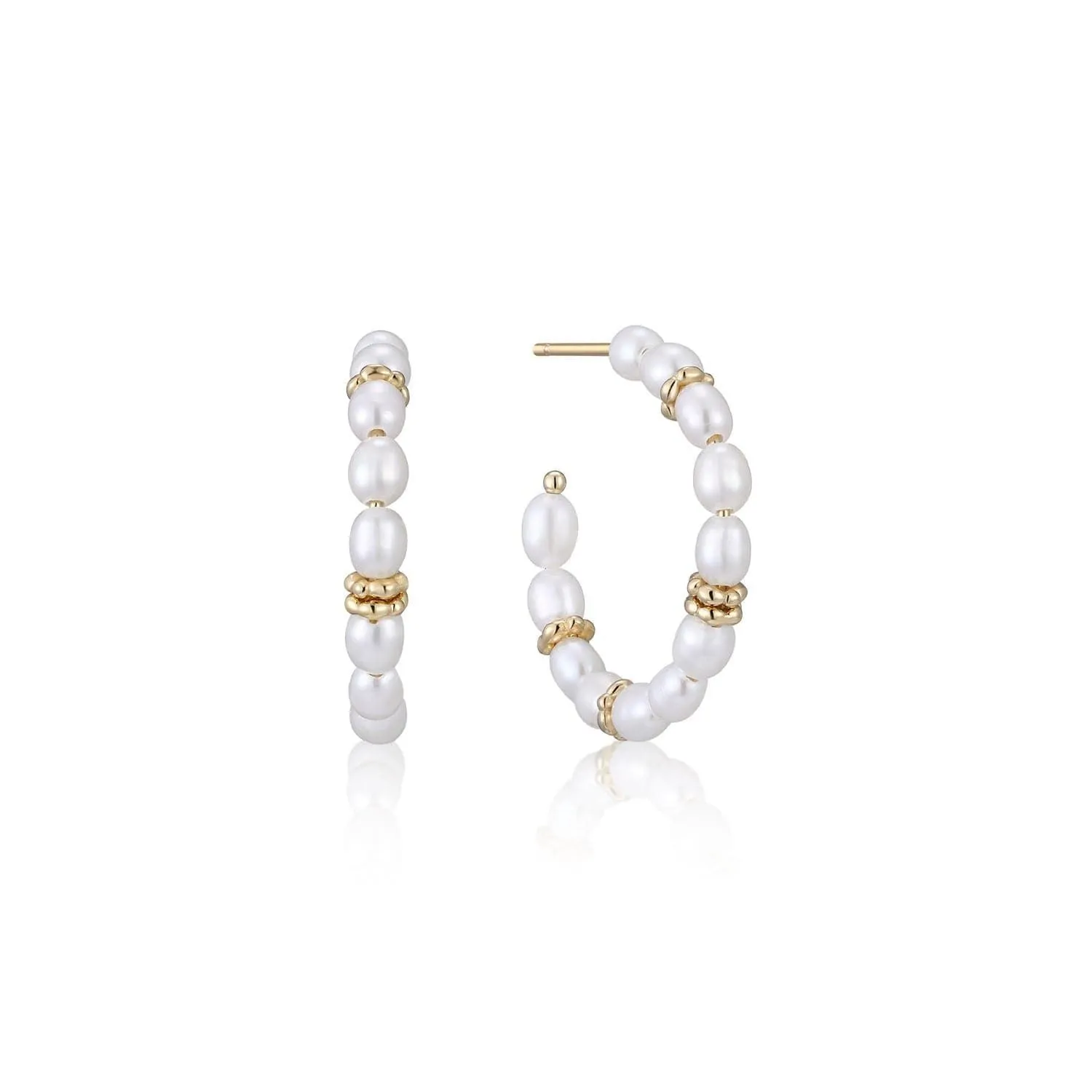 PEARL BEADED HUGGIE HOOPS