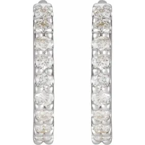 Petite 14K White Gold Hinged Hoop Diamond Earrings