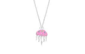 Pink Jelly Fish Multi-color Crystal White Gold Palladium Plating Girl's Pendant