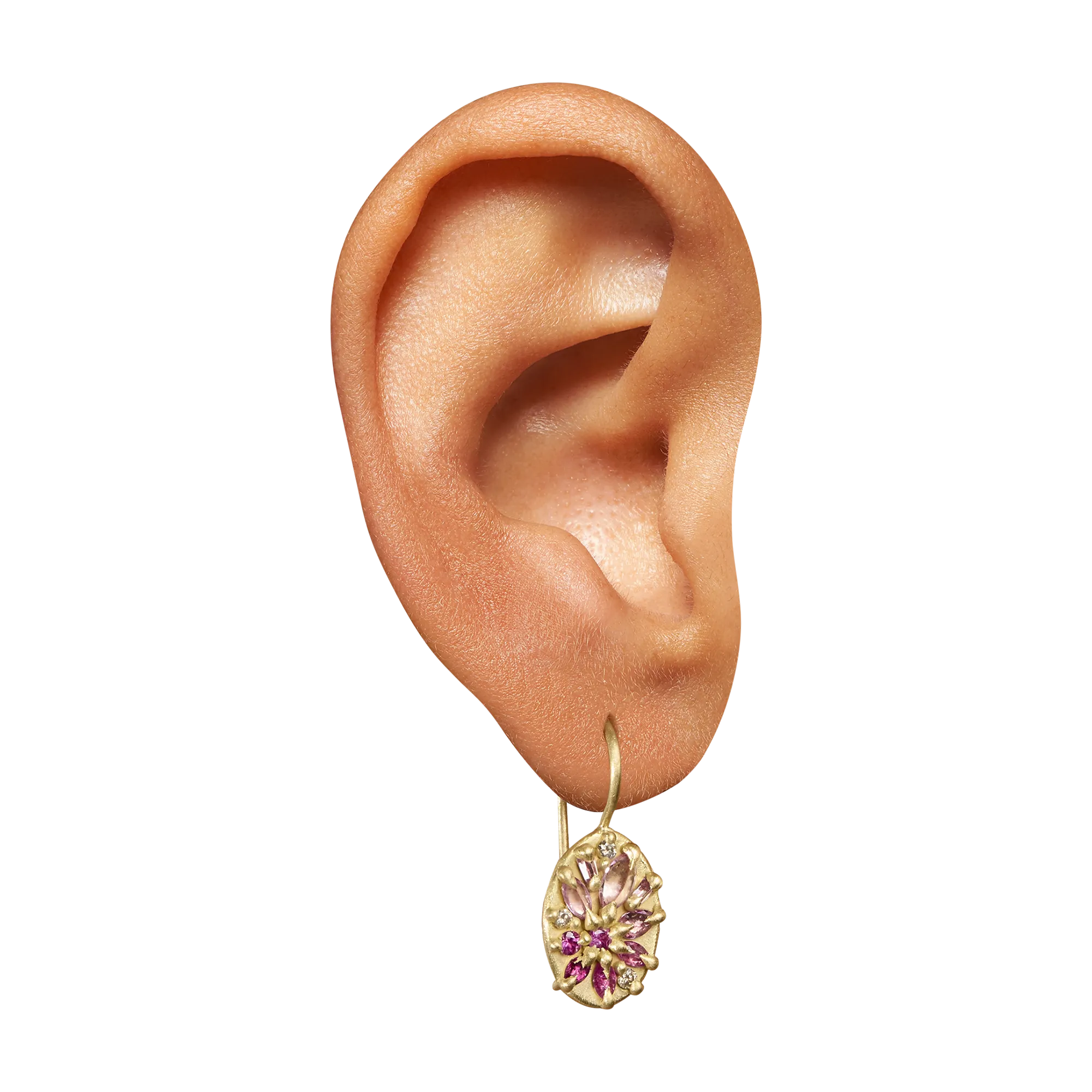 Pink Lotus Hook Earrings - 11668