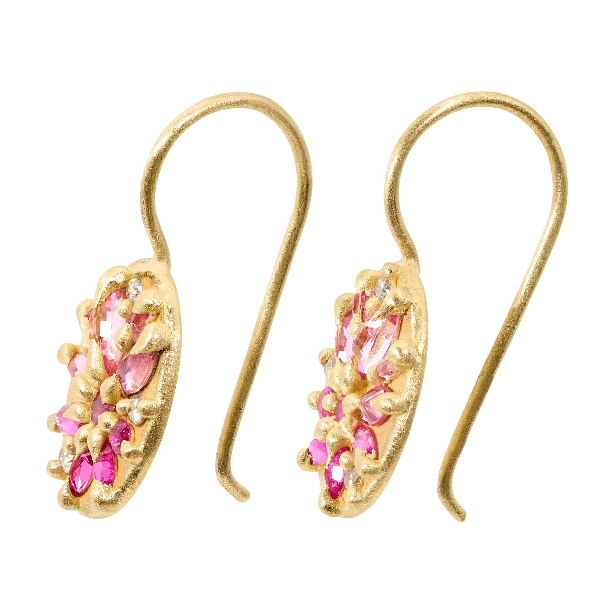 Pink Lotus Hook Earrings - 11668