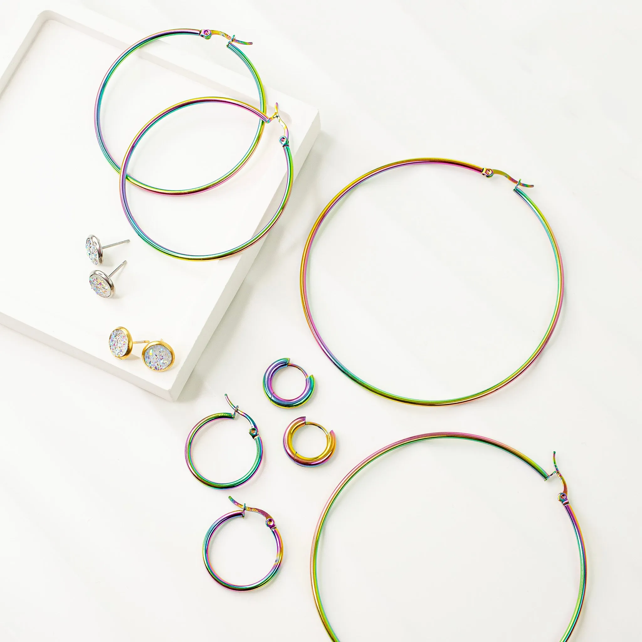 Prism Small Rainbow Hoop Earrings