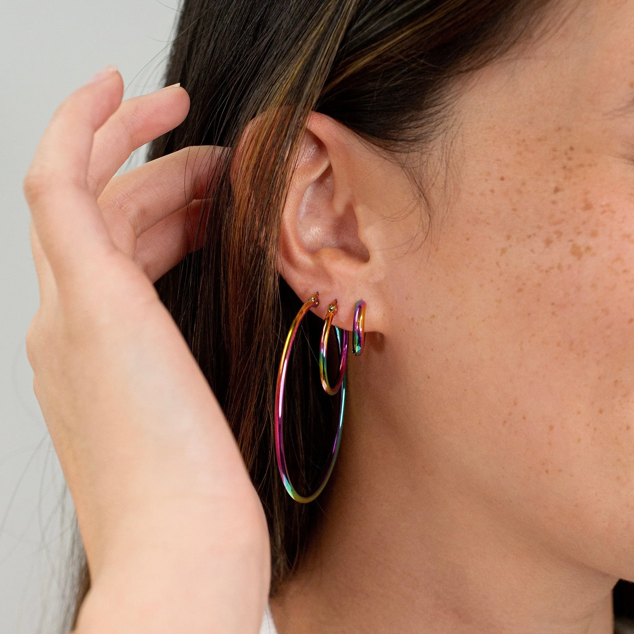 Prism Small Rainbow Hoop Earrings