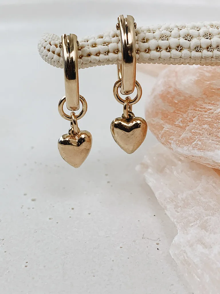 Puffed Heart Hoop Earrings