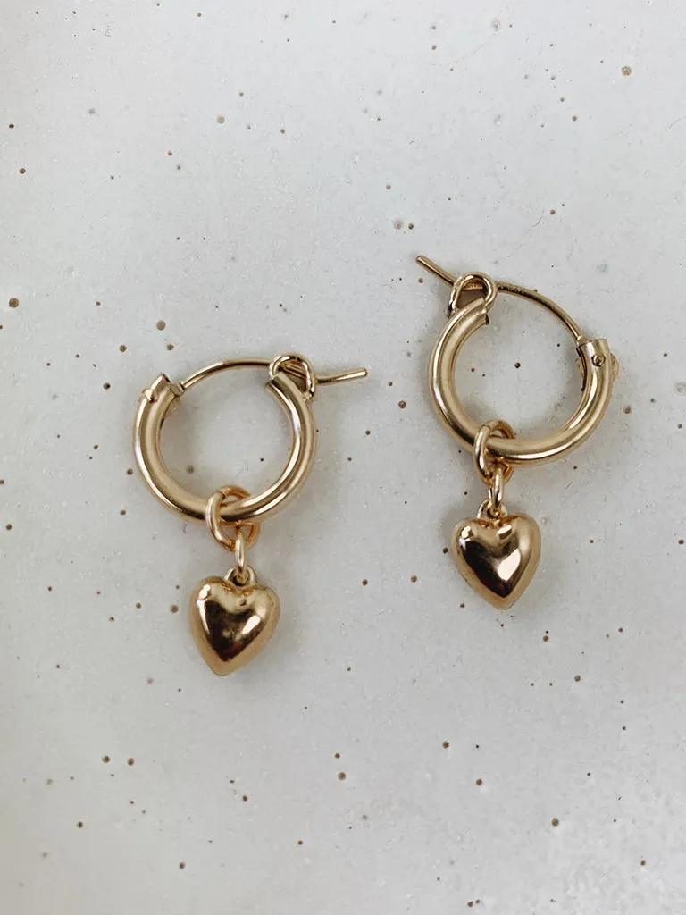 Puffed Heart Hoop Earrings