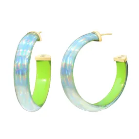 Rave Lucite Hoop Earrings in Neon Green