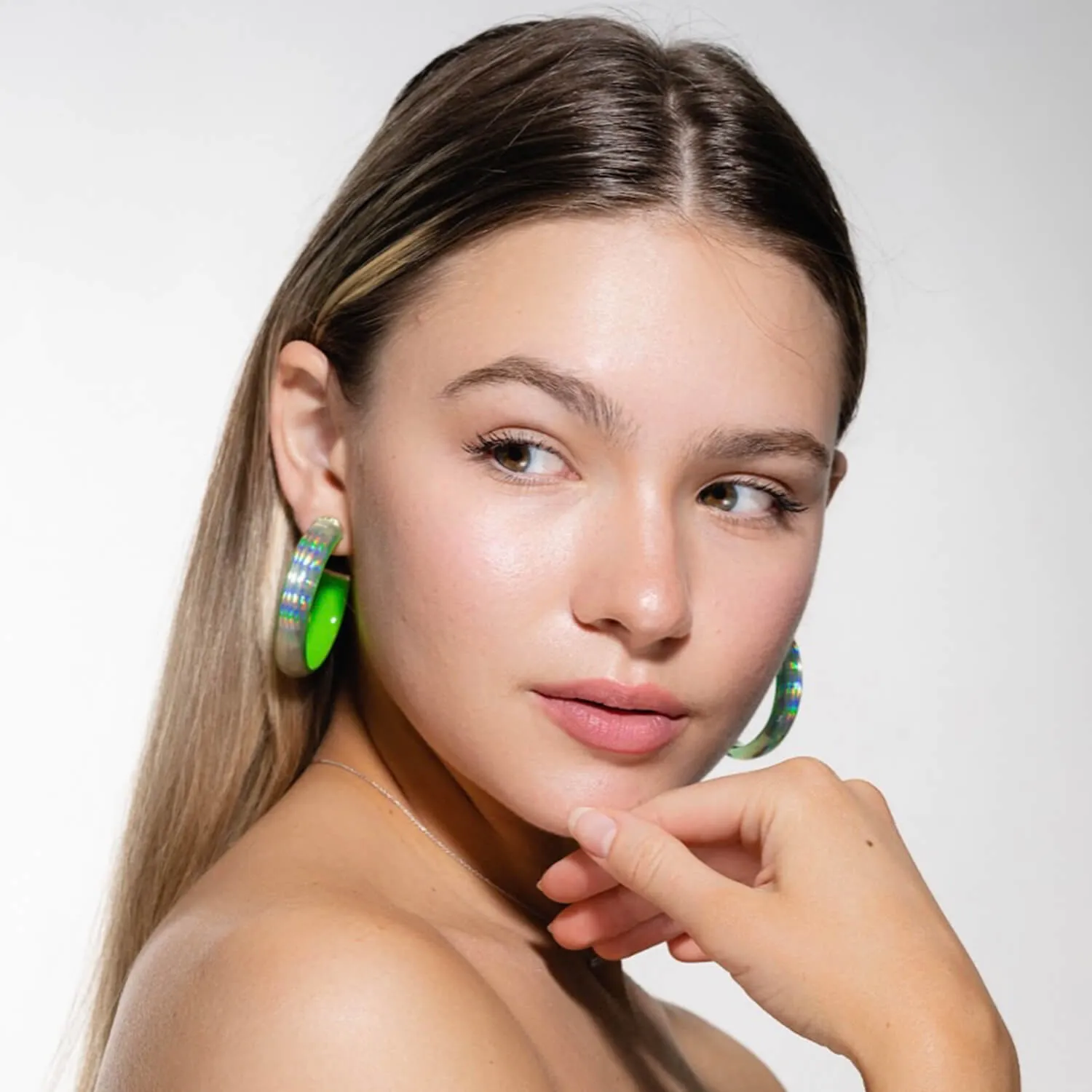 Rave Lucite Hoop Earrings in Neon Green