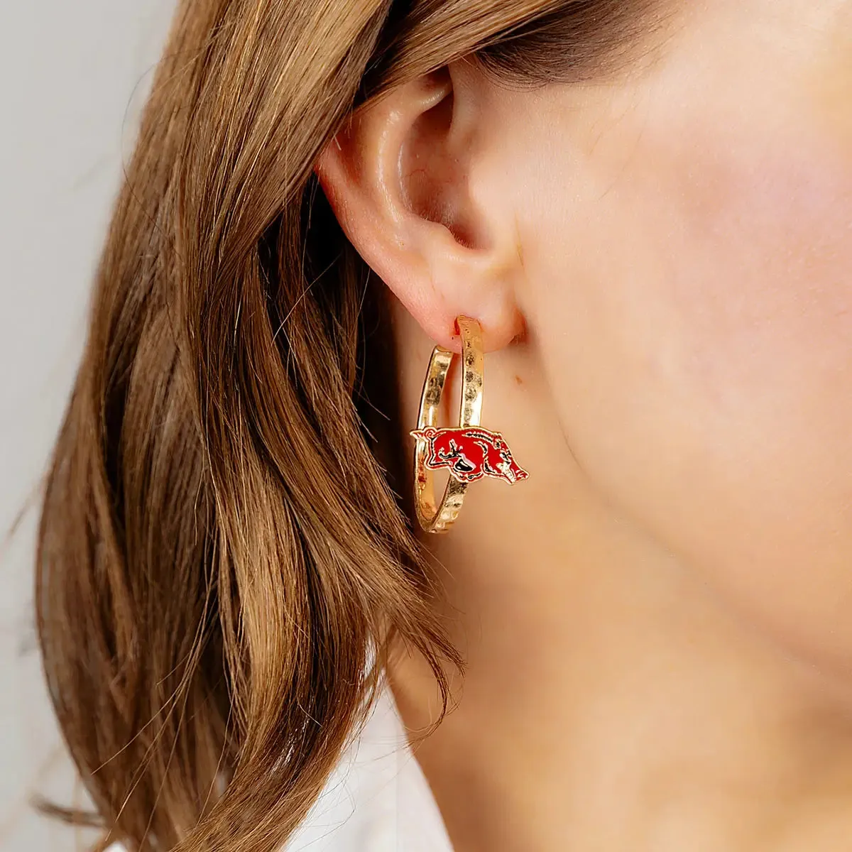 Razorback Jewelry | Arkansas Razorback Gold Hoop Earrings