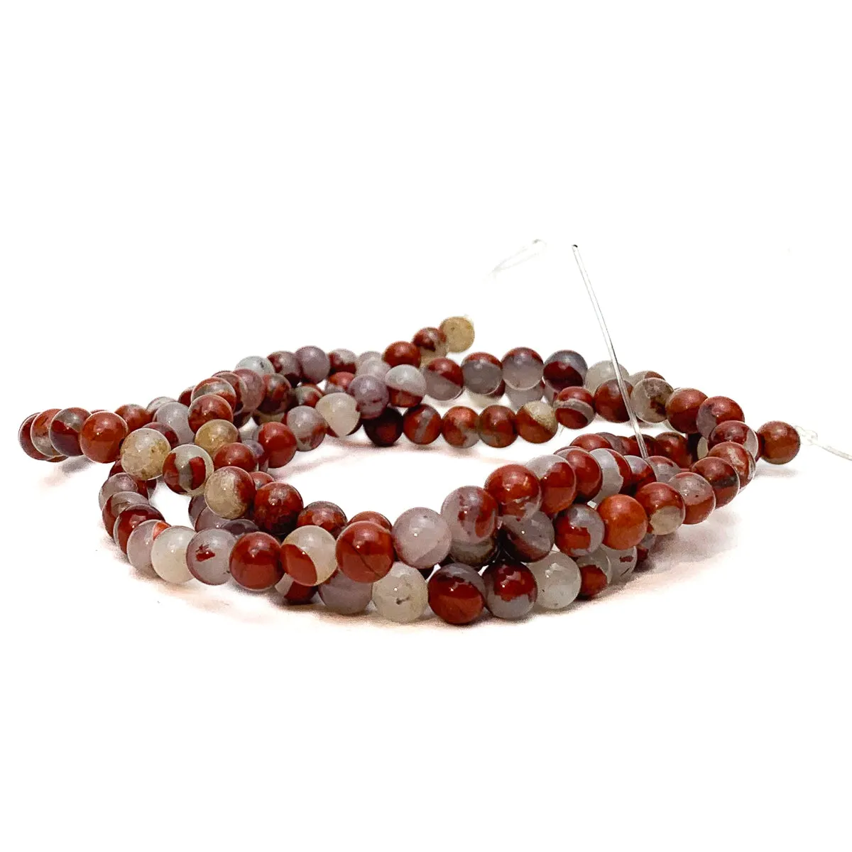 Red Dragon Jasper 6mm Smooth Rounds Bead Strand