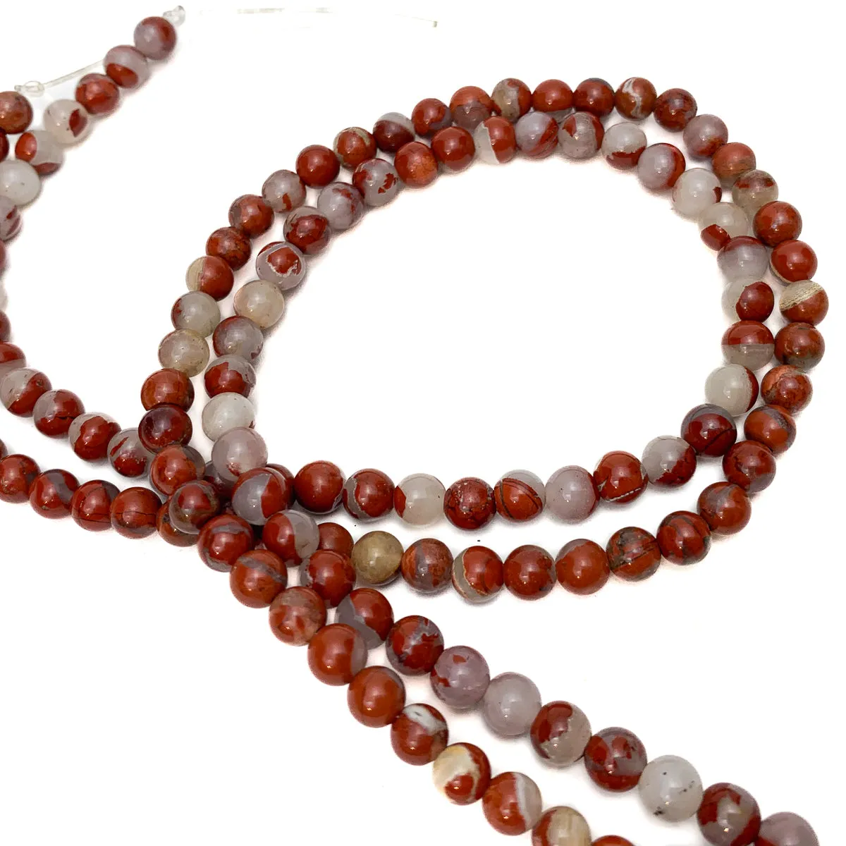 Red Dragon Jasper 6mm Smooth Rounds Bead Strand