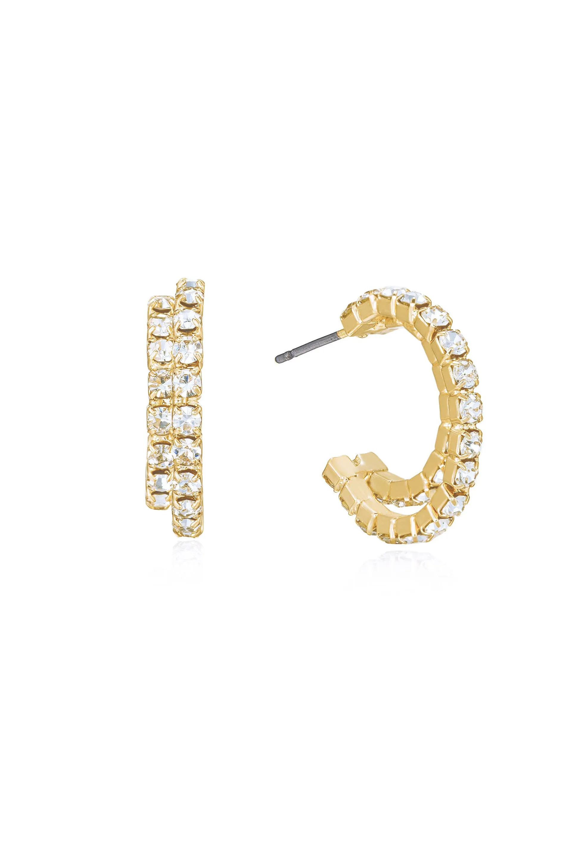 Rhinestone Huggie Hoop Earrings