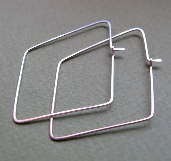 Rhombus Sterling Silver Hoop Earrings