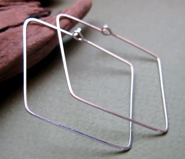 Rhombus Sterling Silver Hoop Earrings