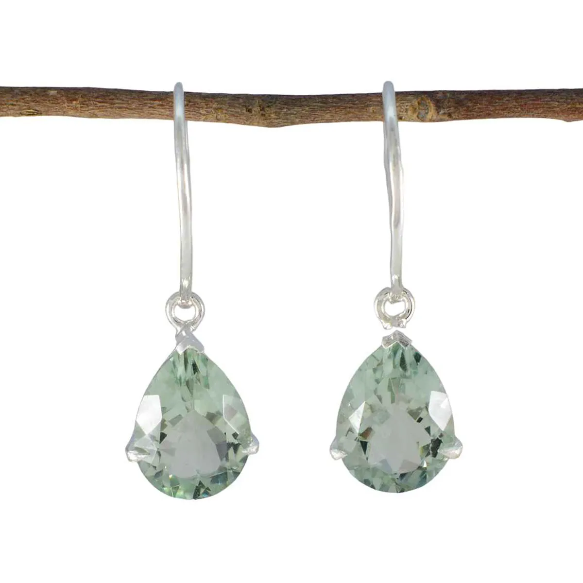 Riyo Attractive 925 Sterling Silver Earring For Wife Green Amethyst Earring Bezel Setting Green Earring Dangle Earring