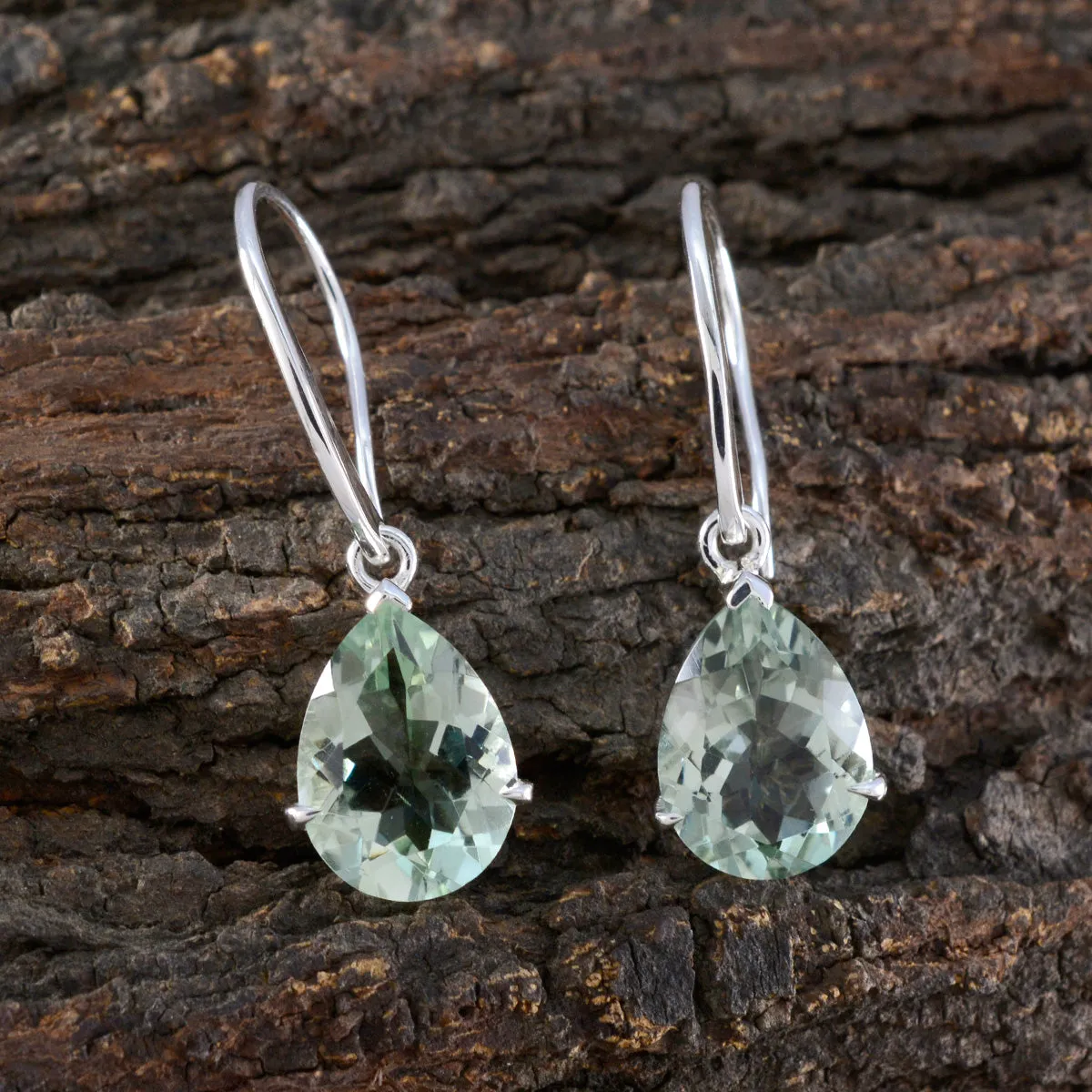 Riyo Attractive 925 Sterling Silver Earring For Wife Green Amethyst Earring Bezel Setting Green Earring Dangle Earring