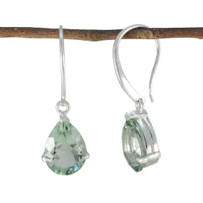 Riyo Attractive 925 Sterling Silver Earring For Wife Green Amethyst Earring Bezel Setting Green Earring Dangle Earring