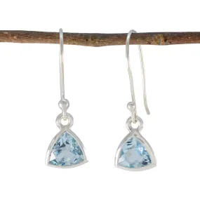 Riyo Charming Sterling Silver Earring For Damsel Blue Topaz Earring Bezel Setting Blue Earring Dangle Earring