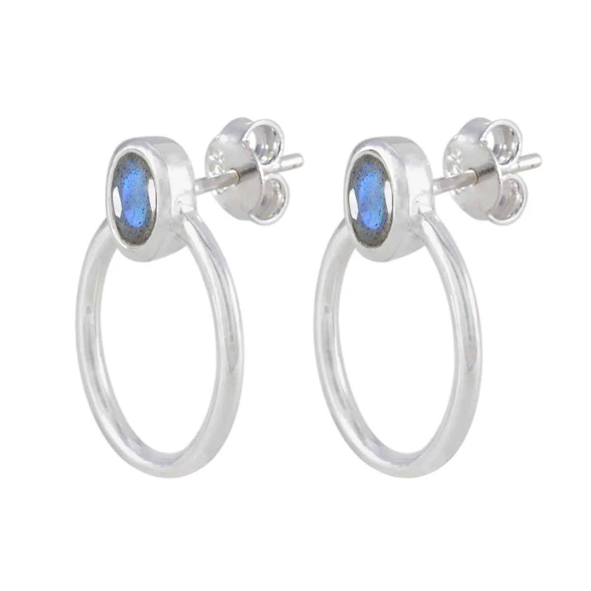 Riyo Comely Sterling Silver Earring For Female Labradorite Earring Bezel Setting Multi Earring Stud Earring