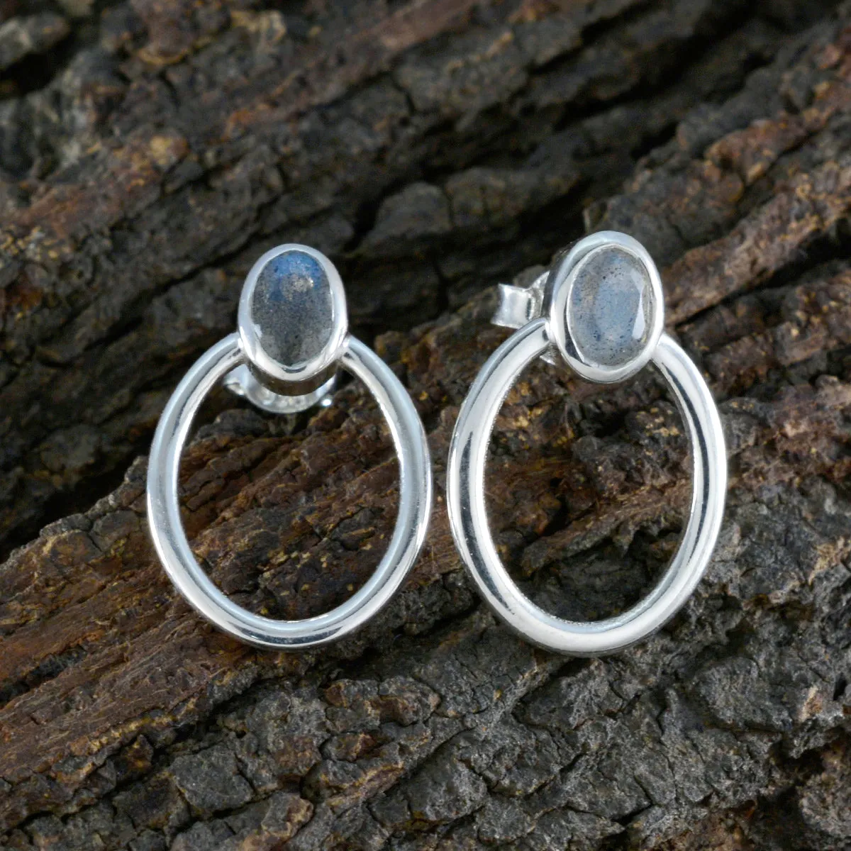 Riyo Comely Sterling Silver Earring For Female Labradorite Earring Bezel Setting Multi Earring Stud Earring