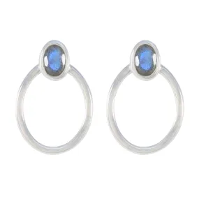 Riyo Comely Sterling Silver Earring For Female Labradorite Earring Bezel Setting Multi Earring Stud Earring