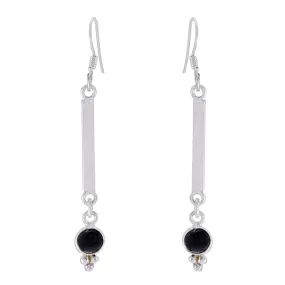 Riyo Genuine Gems oval Cabochon Black Onyx Silver Earrings college graduation