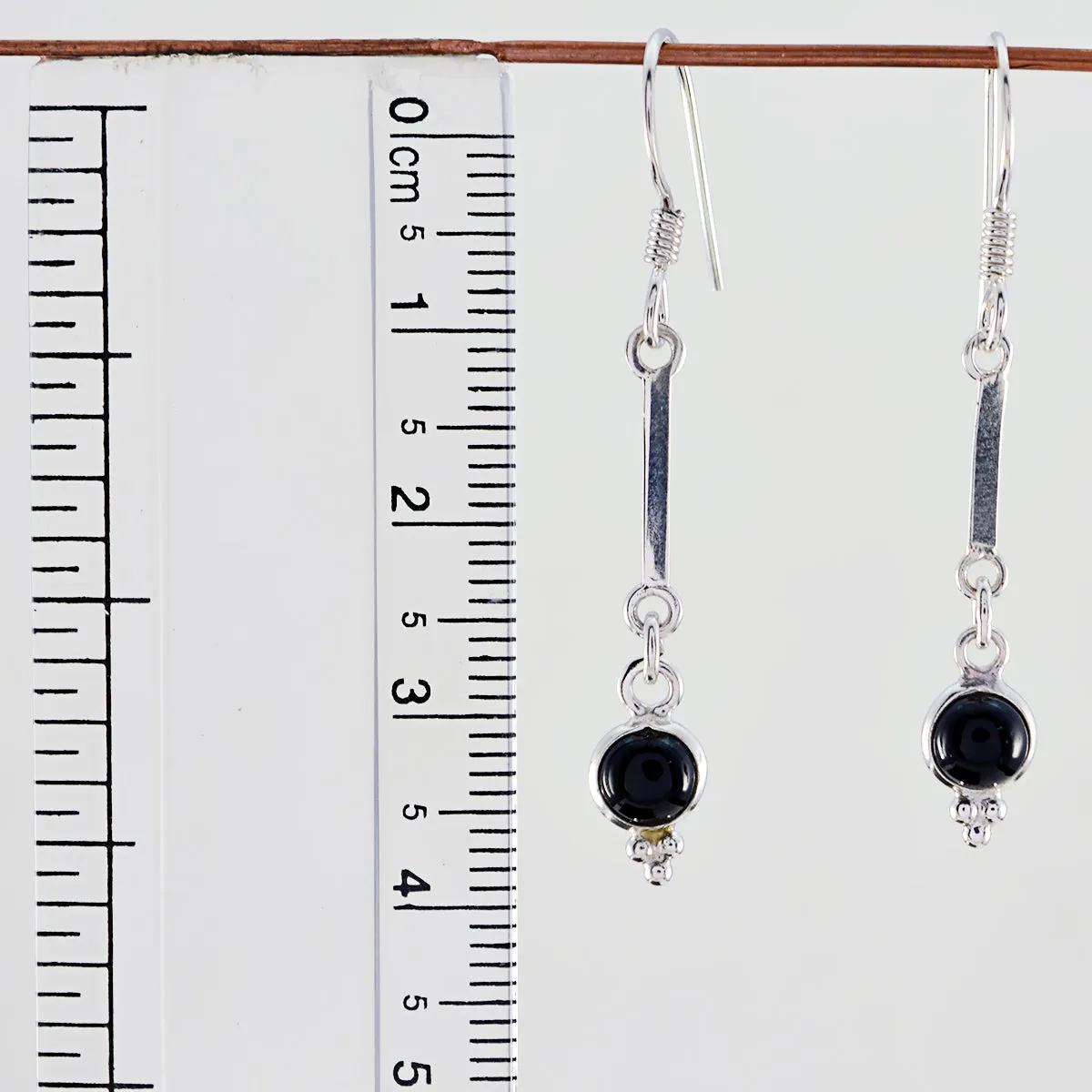 Riyo Genuine Gems oval Cabochon Black Onyx Silver Earrings college graduation