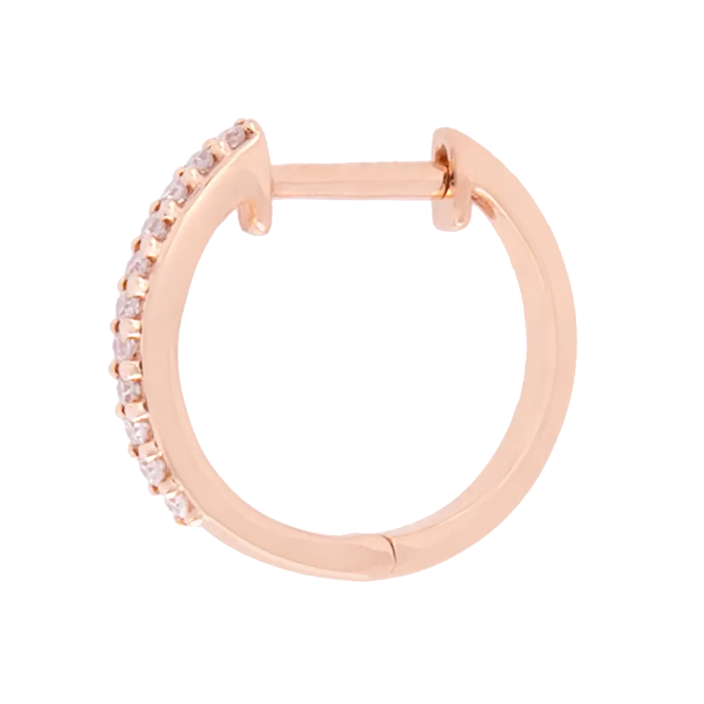 Rose Gold Diamond Huggie Hoop Earrings