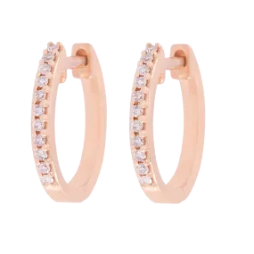 Rose Gold Diamond Huggie Hoop Earrings